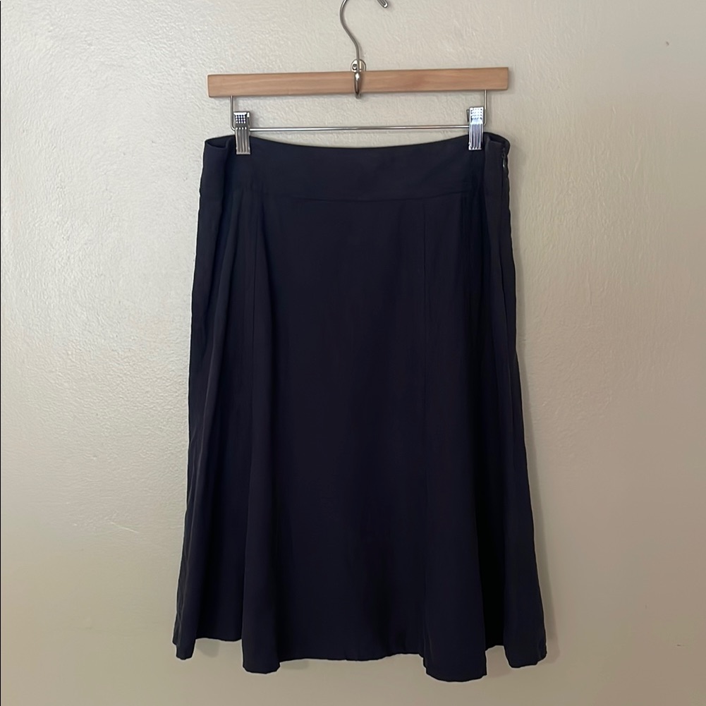 Euc Coldwater Creek Classic Navy Silk Linen Skirt